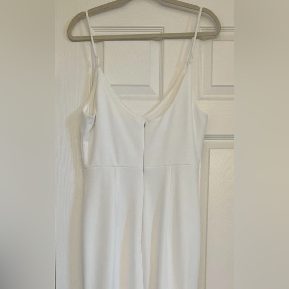 Lulus Dress White Infinite Glory Maxi Strappy V Neck Wedding Boho Women’s Sz L - Picture 7 of 10